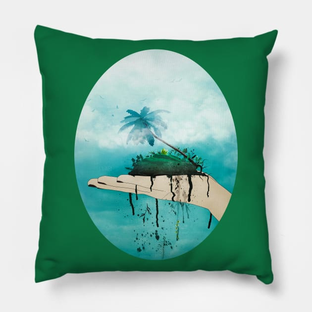 Crumbling paradise Pillow by Sybille