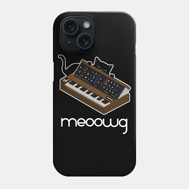 Electronic Musician Funny Cat Meow With Analog Synthesizer Phone Case by Mewzeek_T