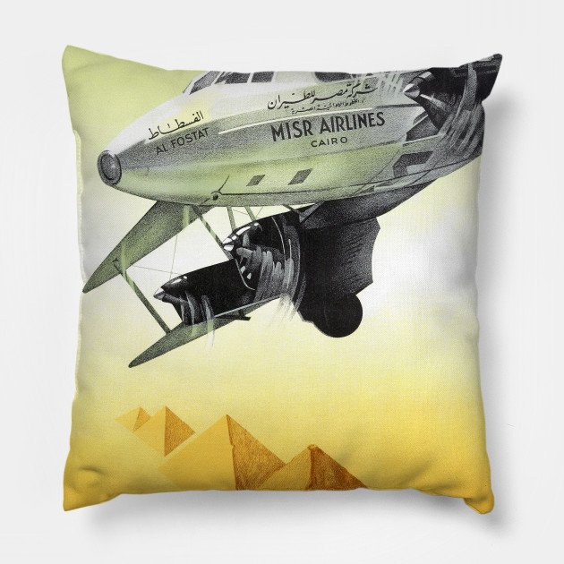 Vintage Travel Poster Egypt Misr Egyptian Airlines Egypt Pillow Teepublic