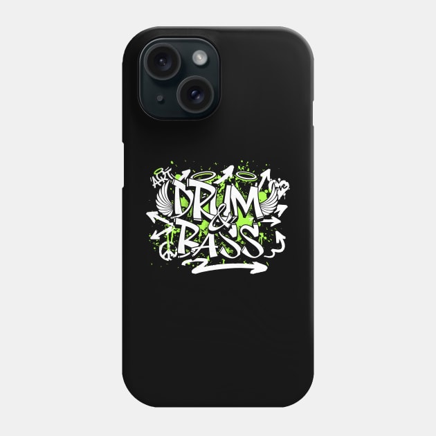 DRUM & BASS - Grafitti Steez (lime/black) Phone Case by DISCOTHREADZ 