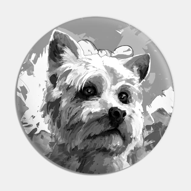 Yorkshire Terrier Mom Black and White Pin by mailsoncello