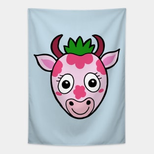 Groovy Cow - Cute Strawberry Pink Cow Tapestry