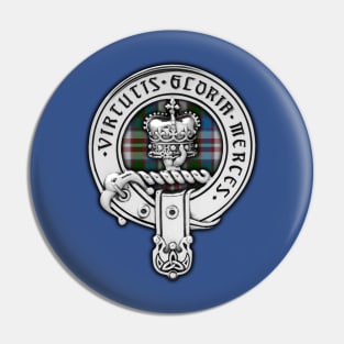 Clan Donnachaidh (Robertson) Crest Badge infilled with Robertson Dress Tartan Pin