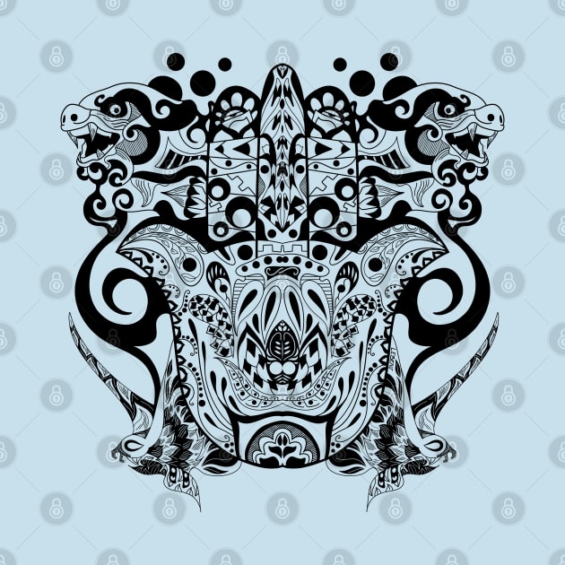 hand of the monsters in mantra mandala pattern ecopop by jorge_lebeau