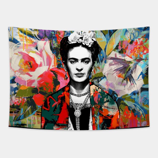 Frida Kahlo pop art Tapestry by christian@heltsort.com