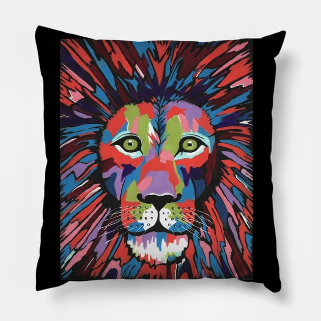 FLAMBOYANT Lion Painting Pillow by SartorisArt1