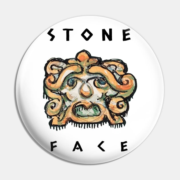 Stone Head Vintage Sculpture Face Pin by KewaleeTee