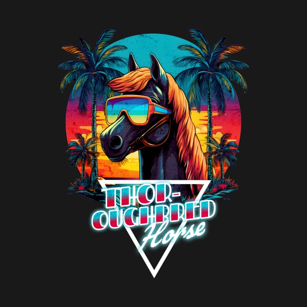 Retro Wave Thoroughbred Miami Horse by Miami Neon Designs