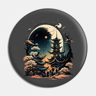 Japanese Temple Tokyo  Asian Inspired Retro Japan Pin