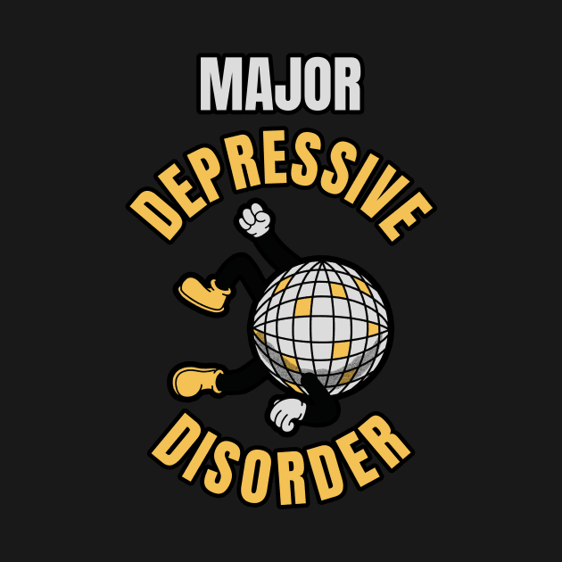 Major Depressive Disorder -Yellow  Retro Disco Ball by Retusafi