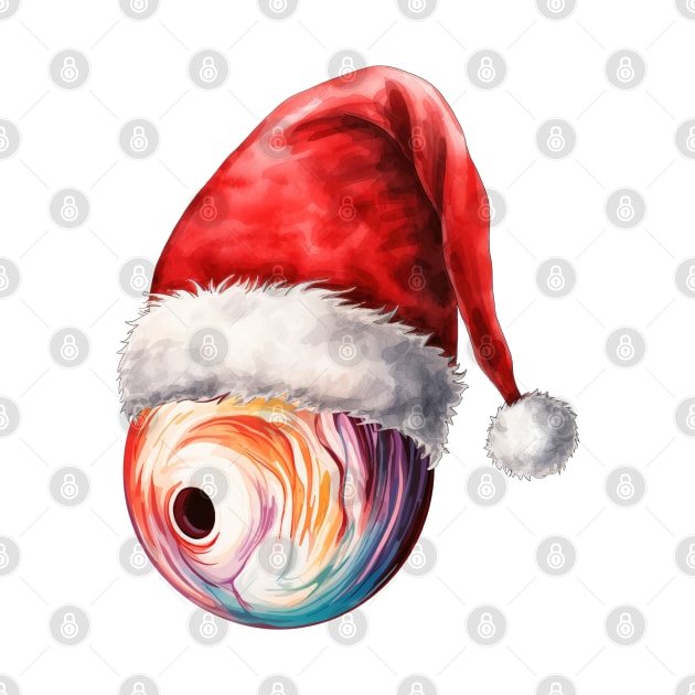 Christmas Bowling Ball  in Santa Hat by Chromatic Fusion Studio