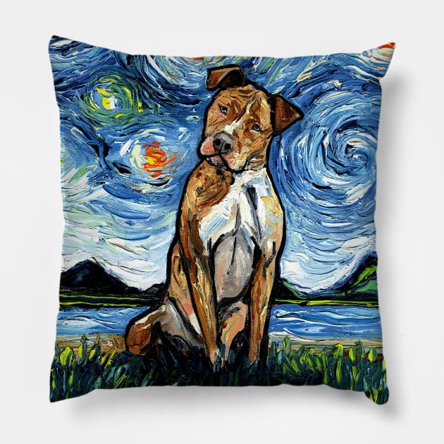 Brown Pitbull Night Pillow by sagittariusgallery