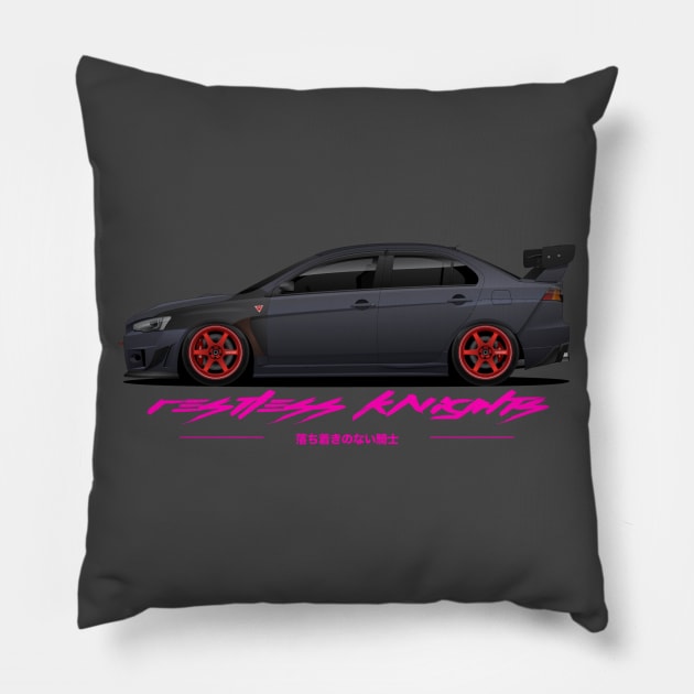 Restless Knights Evo X "Stider" V3 (Side profile) Pillow by Jsaviour84