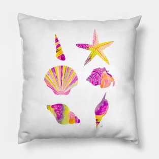 Seashells Pattern - Retro Purple Pillow