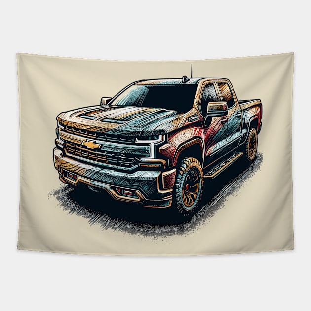 Chevy Silverado Tapestry by Vehicles-Art