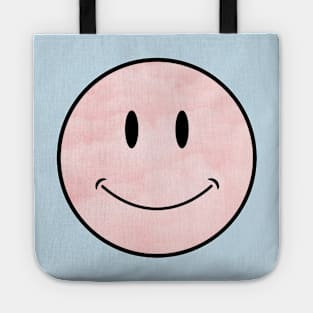 pastel pink cloud background vintage classic Smiley Face Black Outline Tote