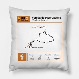 Madeira Island PS PR2 VEREDA DO PICO CASTELO trail map Pillow