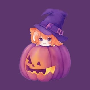 Adorable Baby Witch in Pumpkin T-Shirt