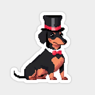 8 Bit Dachshund with Hat Magnet