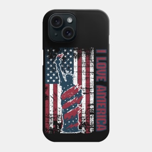 I Love America USA Flag Statue of Liberty Phone Case