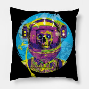 Grinning Astronaut Skull Pillow