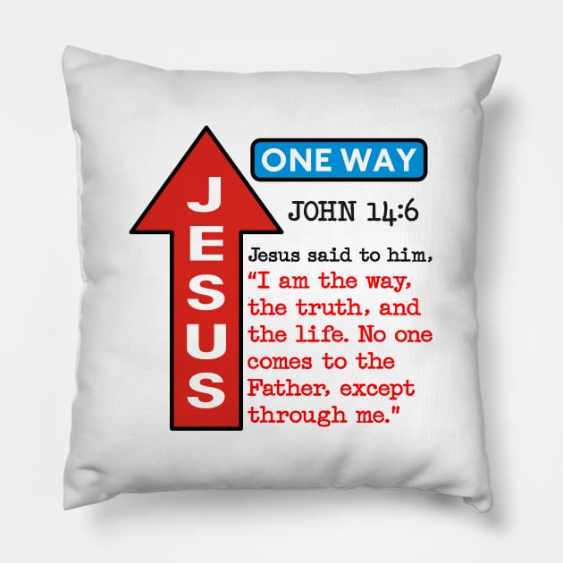 JESUS ONE WAY Pillow by Flabbart