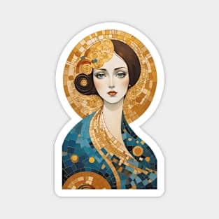 Gustav Klimt's Golden Muse: Inspired Woman in Regal Splendor Magnet