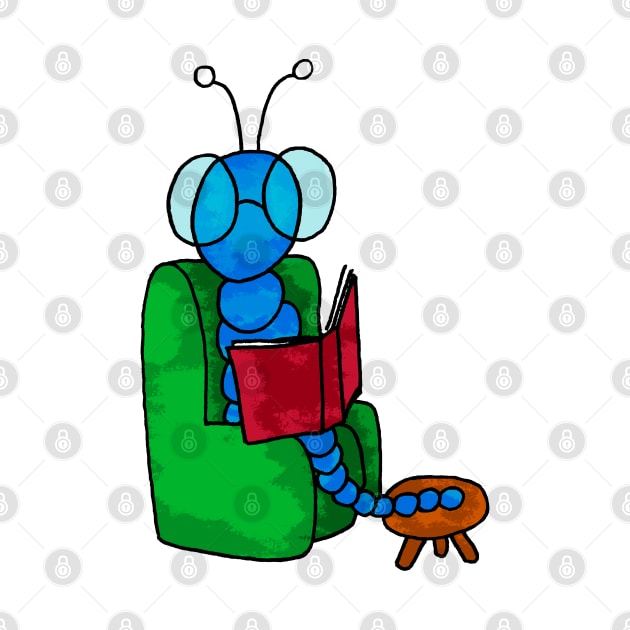 cute worm reading a book by MerryDee