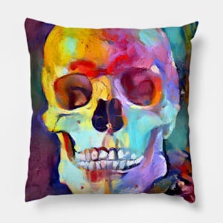 The skull of an artist, skull art Pillow