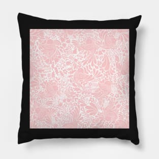 Birds and swirly flowers soft pink Pillow