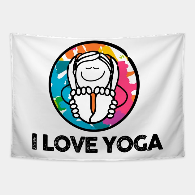 I Love Yoga Tapestry by MiCarita.com
