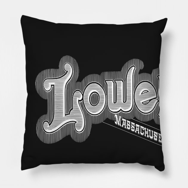 Vintage Lowell, MA Pillow by DonDota