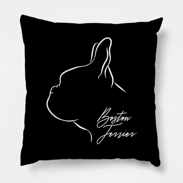 Proud Boston Terrier profile dog lover Bostie Pillow by wilsigns