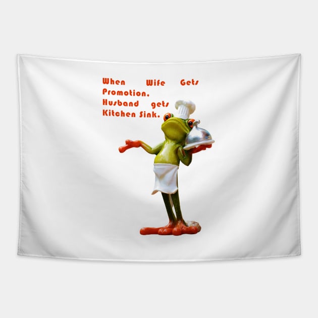 When Wife Gets Promotion - Husband Gets Kitchen Sink - Frog World Tapestry by Satrangi Pro