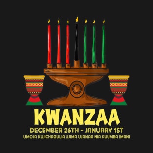 happy kwanzaa kinara candles african american christmas day T-Shirt