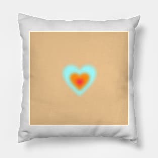 orange and blue heart aura print Pillow