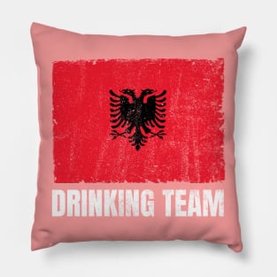 Albanian Drinking Team Graphic for Men Women Funny Albania Flag Pillow