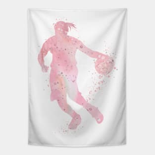 Basketball Dribble Sport Girl Watercolor Tapestry