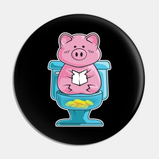 Funny Pig On Toilet Piggy Bank Potty Training Pun Pin