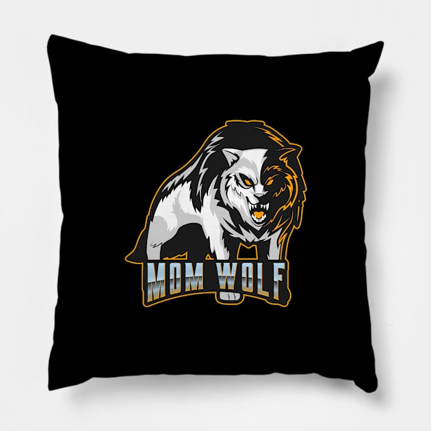 Mom Wolf Pillow by Wise Inks