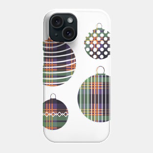 Green, Orange and Purple Tartan Christmas Baubles Phone Case