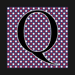 Old Glory Letter Q Black on Small Star Fill T-Shirt