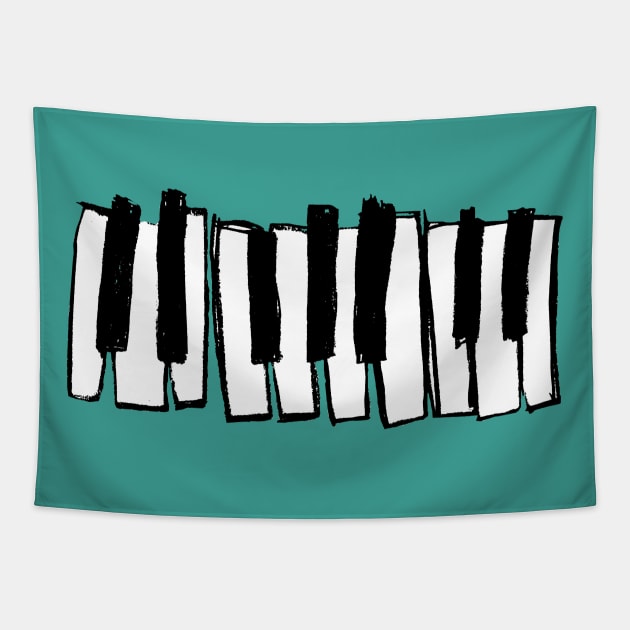 Hand Drawn: Minimalistic Piano Keys Tapestry by badlydrawnbabe