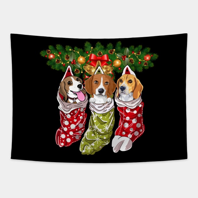 Beagles Socks Christmas Gifts Dogs Lovers Tapestry by Terryeare