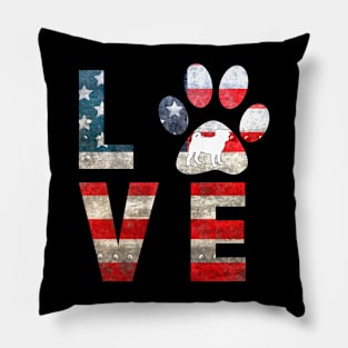 Patriotic Pug Dog Love Pillow