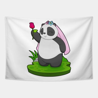 Panda Bride Rose Wedding Tapestry