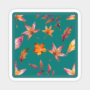 Autumn leaves Teal Magnet