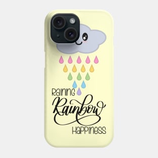 Raining Rainbow Happiness Kawaii Cute Rain Cloud in Yellow Phone Case