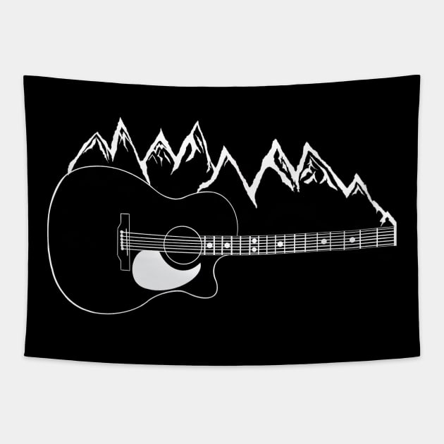 Mountain music guitar and mountains for mountain strummers Tapestry by BrederWorks