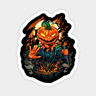 Halloween Pumpkin Monster Horror Creepy Art Magnet